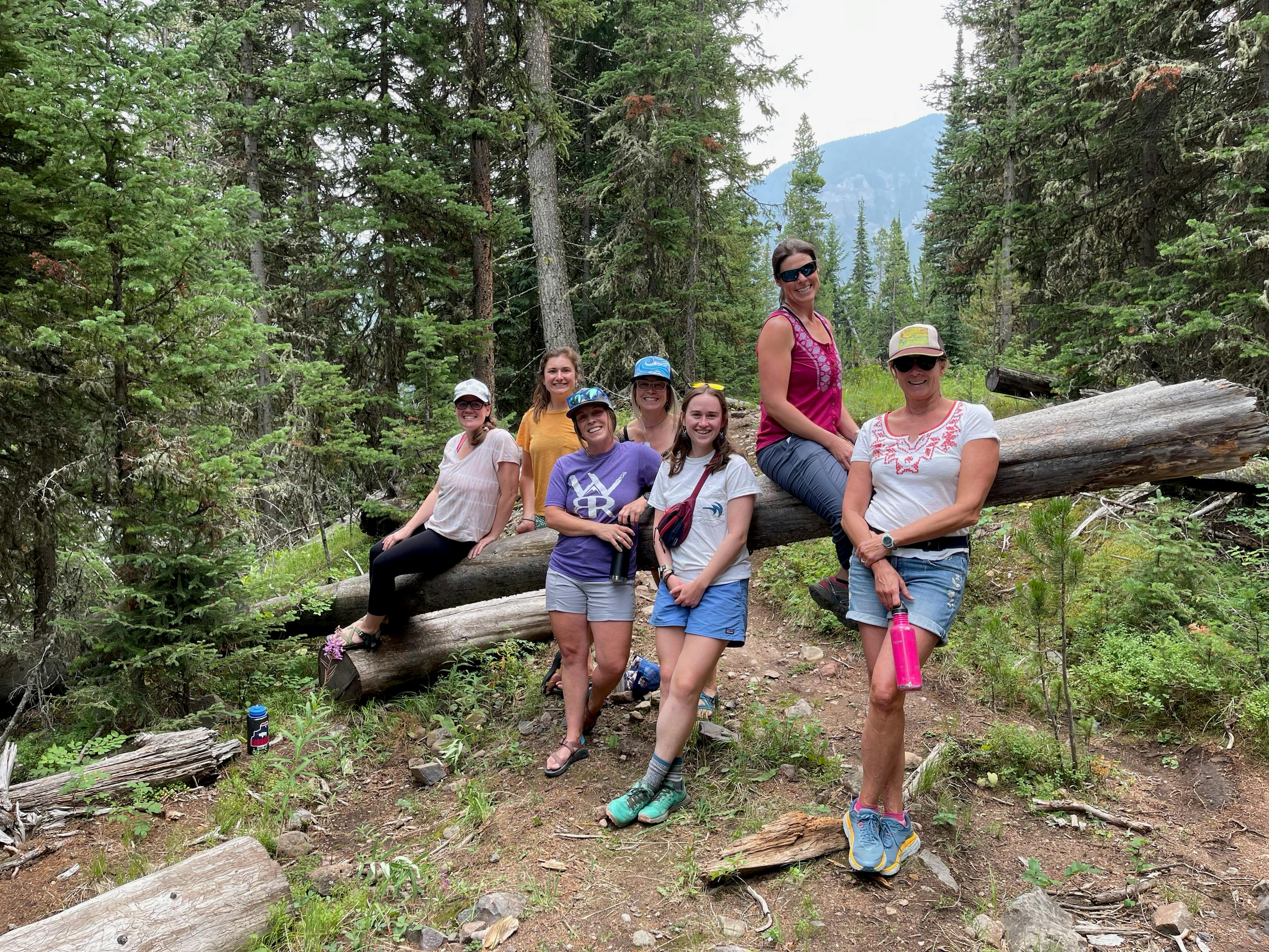 Girl members of The Traveling School in Bozeman enjoying the mountains in Montana.