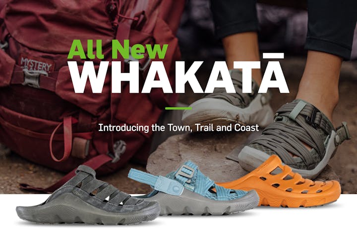 All new Whakata collection of hiking sandals for trails, camping, and water recreation