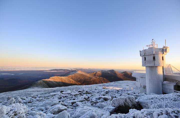 Views of Mount Washington Observatory’s mountain top weather station