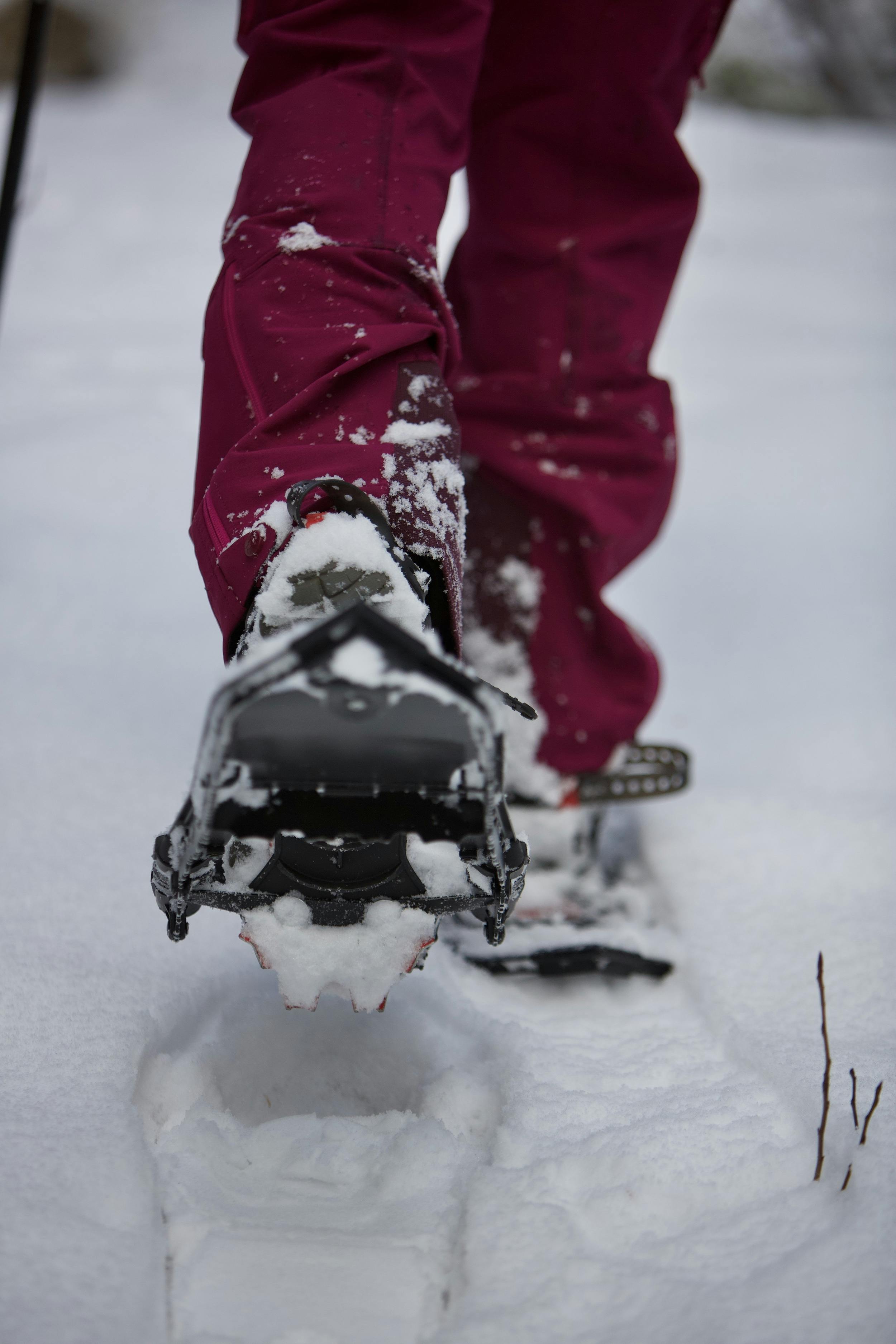 It is common etiquette for snowshoers to use the outsides of the trail to avoid walking directly in groomed sections. Image credit: Juliet Kennedy