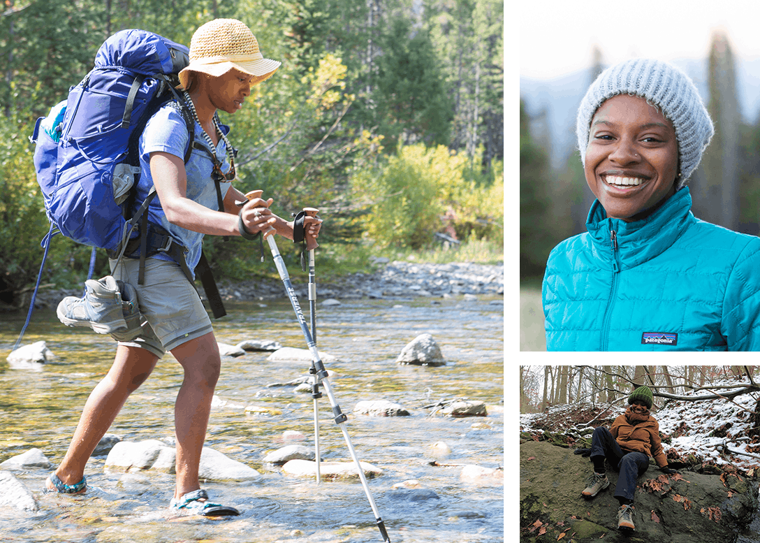 Oboz ambassador Diamon Clark hiking in Oboz boots and Whakata sandals.