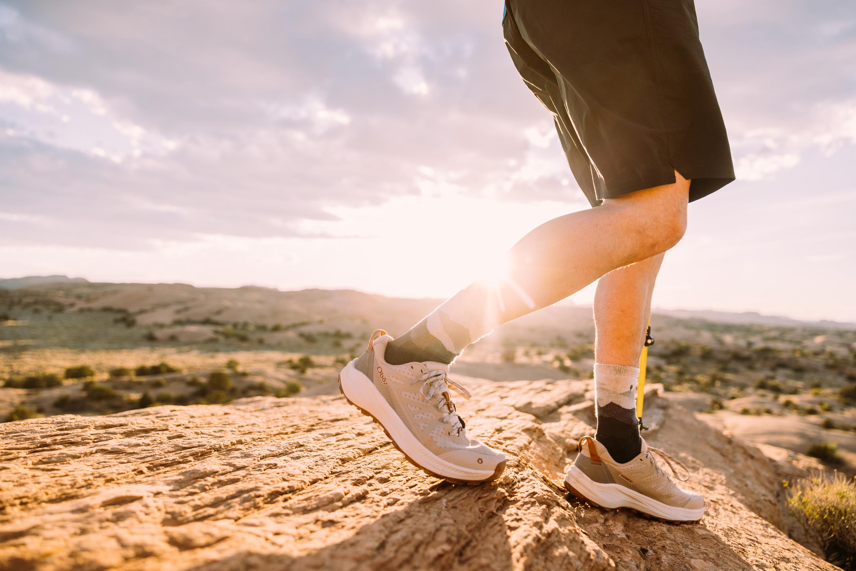 Hiking in the Oboz Katabatic LT Low hiking shoes.