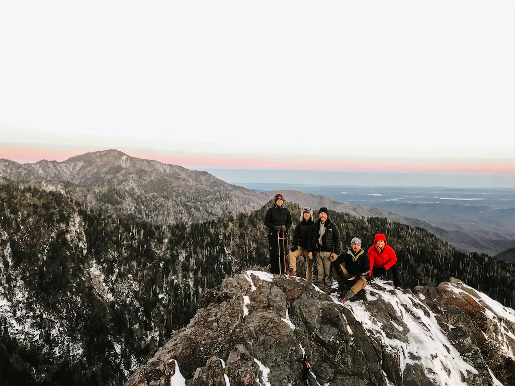 The RRT hiking crew on the top of a mountain peak.