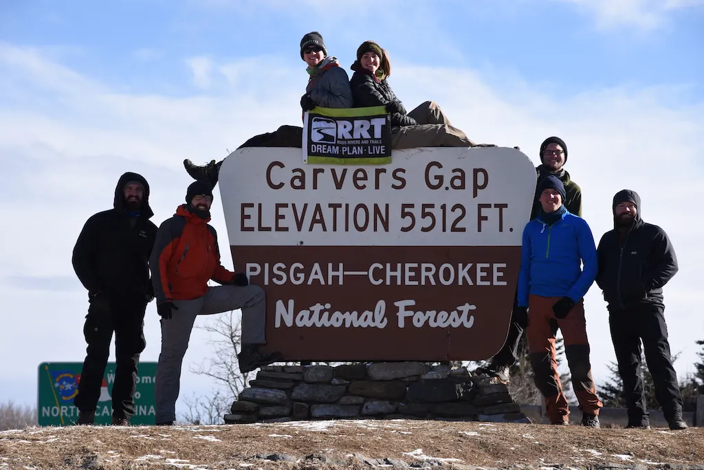 The RRT employees at Carvers Gap in Pisgah-Cherokee National Forest on a hiking trip.