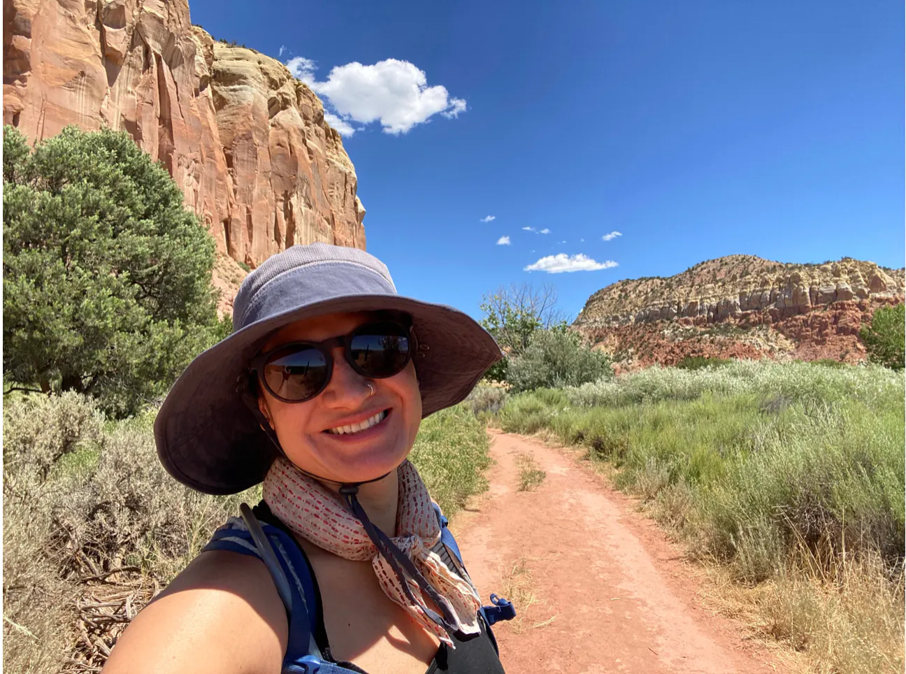 Karla on an adventure hiking through the desert.