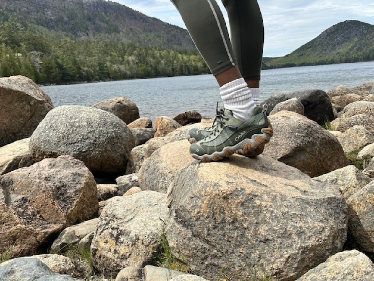 Hiker wearing Oboz hiking boots