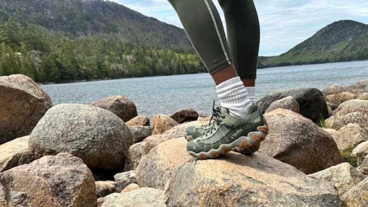 Hiker wearing Oboz hiking boots