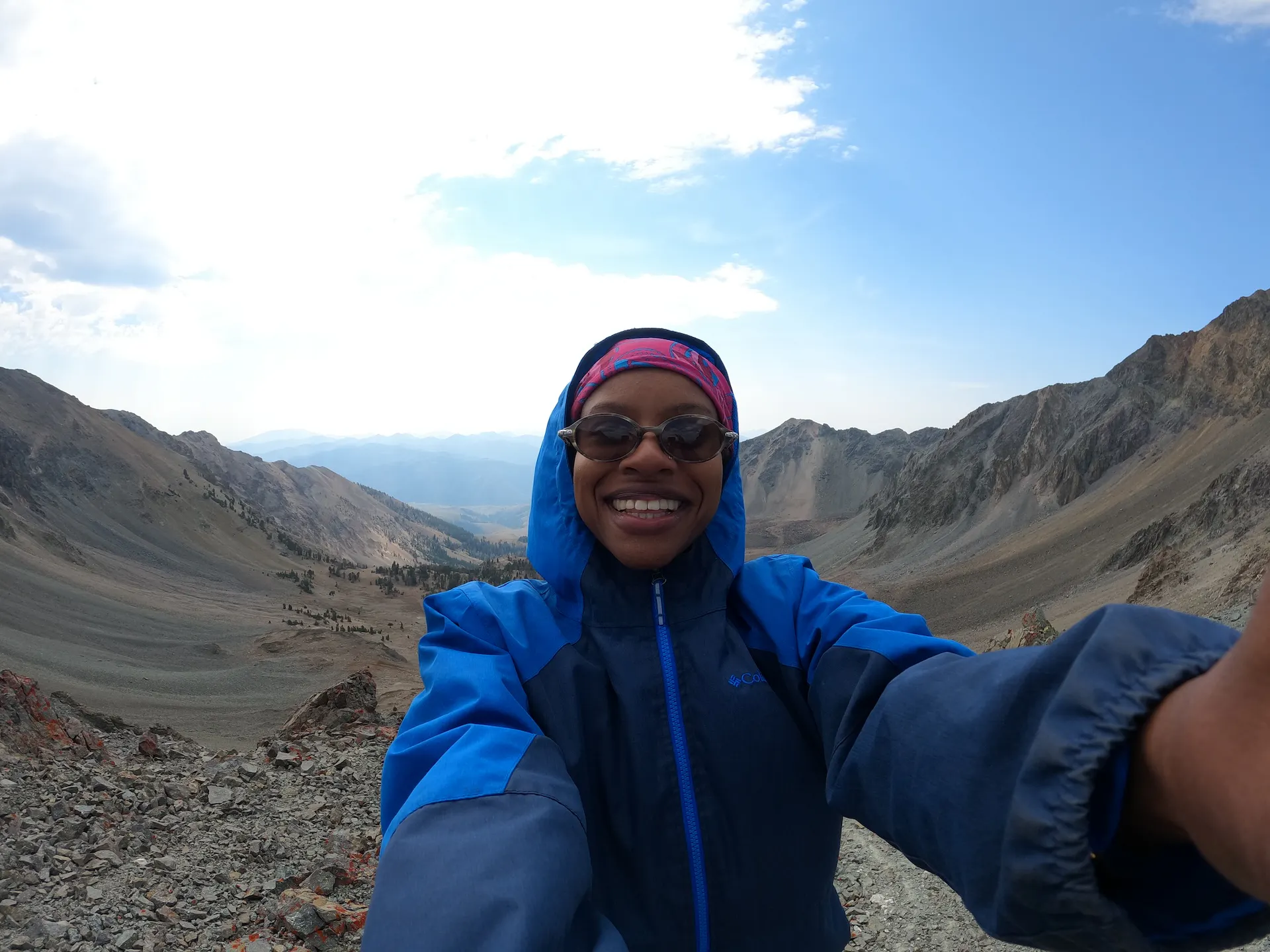 Diamon Clark in the mountains after a hike.