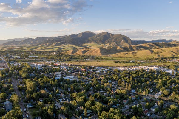 Aerial view of Bozeman, MT; home of Oboz Footwear.