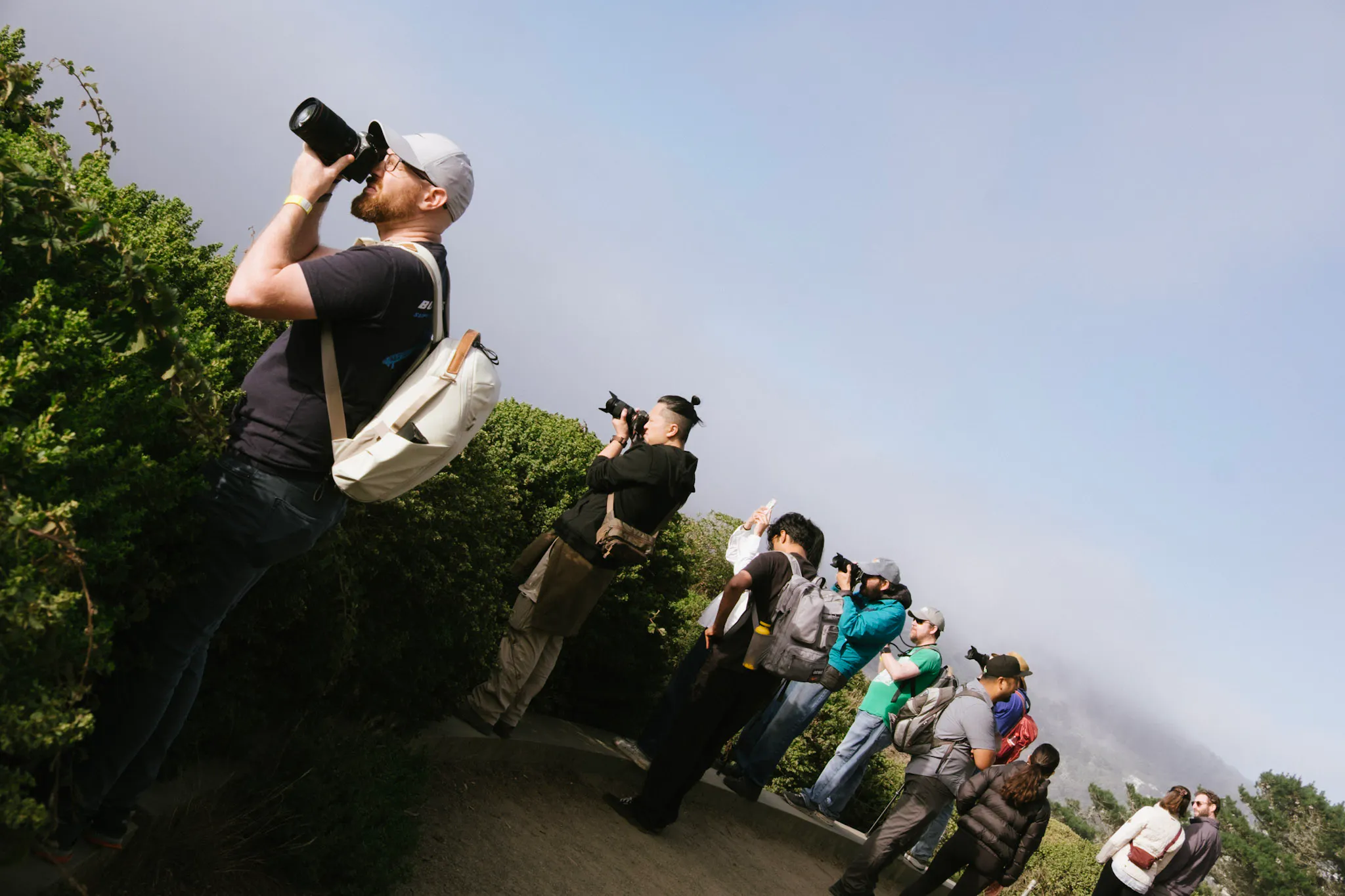 Photographers snap pictures at an Oboz x Flickr campaign in San Francisco