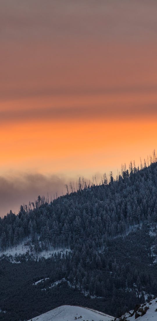 Colorful sky views from Bunsen Peak in the wintertime