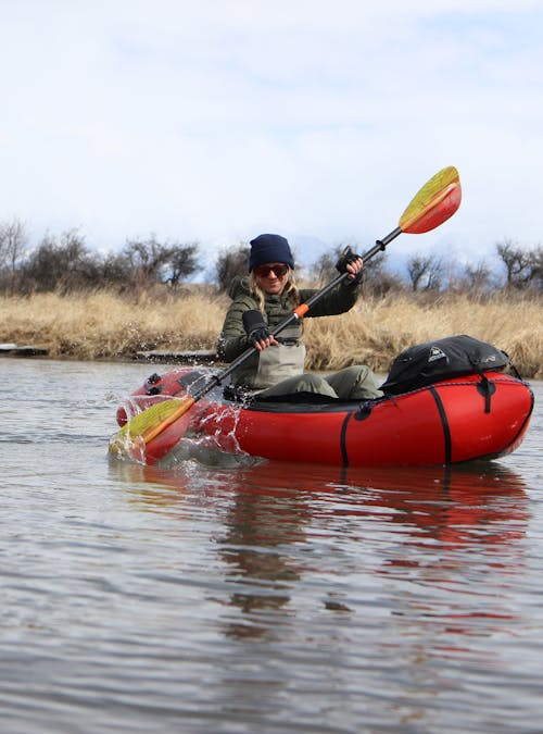 Shannon Waters of Gastro Gnome kayaking in Montana.