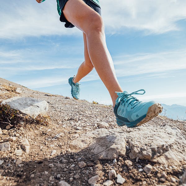 Person running in the Oboz Women's Katabatic Low hiking shoes.
