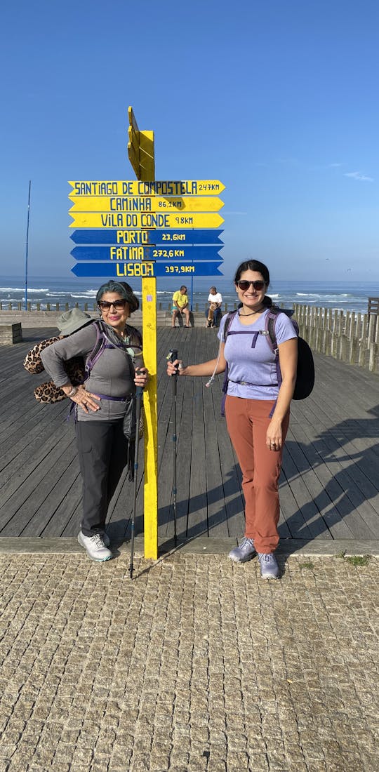 Karla Amador and her mother on a thru hike of the Camino Portuguese. 