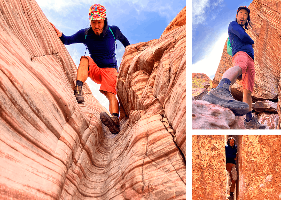 Tyler Lau hiking in the Sawtooth X