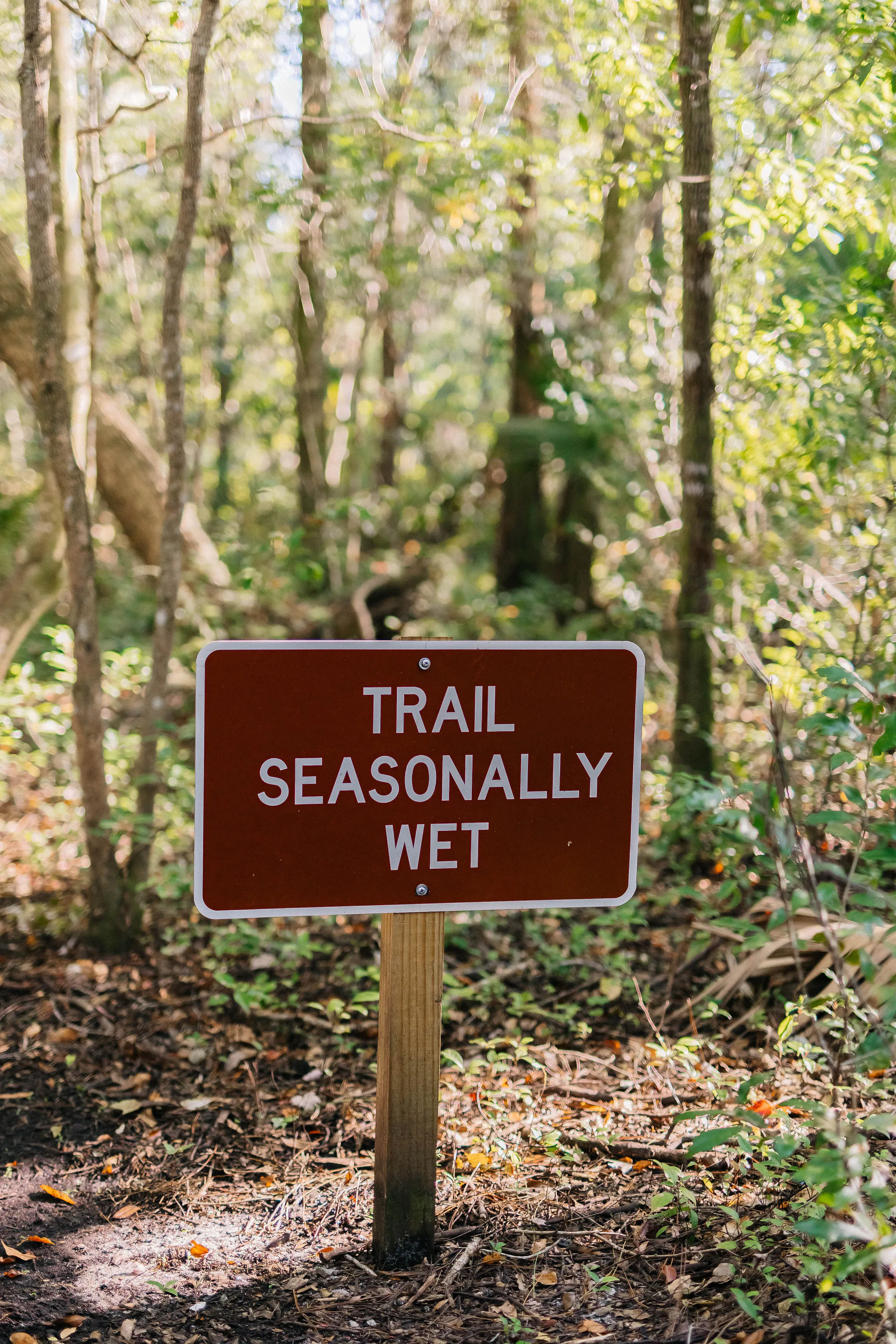 Trail sign written with