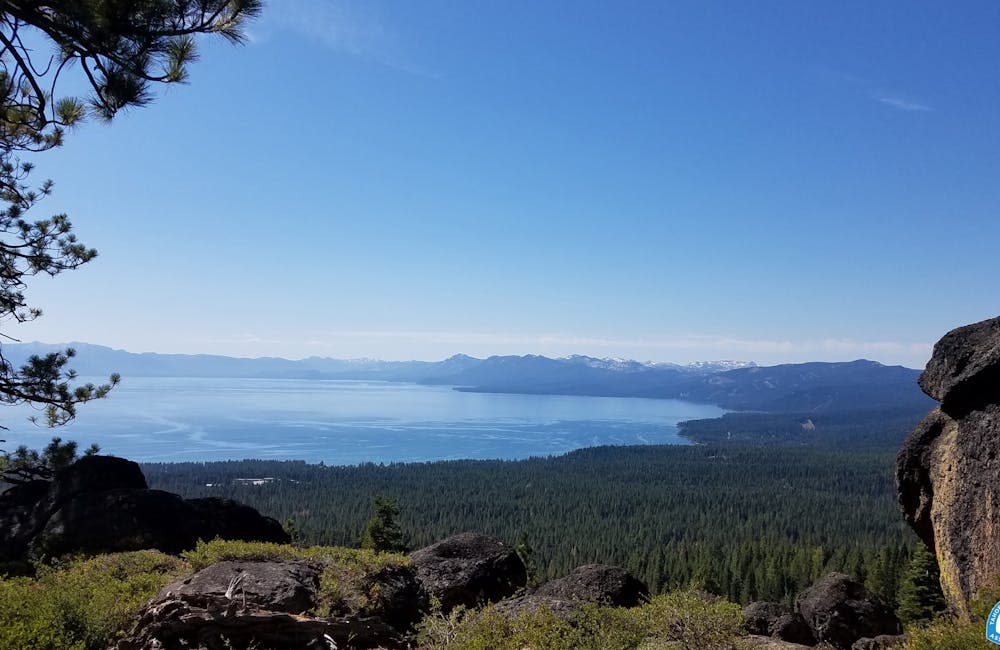 Trail view of Lake Tahoe. Image courtesy of the Tahoe Rim Trail Association.