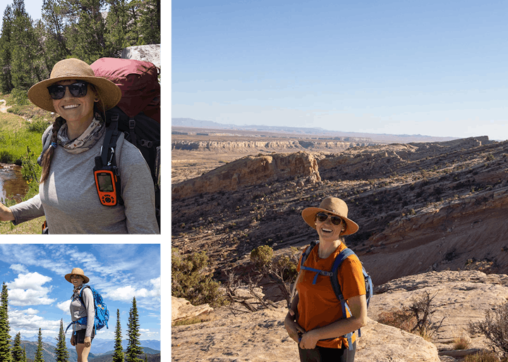 Ambassador Kristen Bor hiking in Oboz boots.