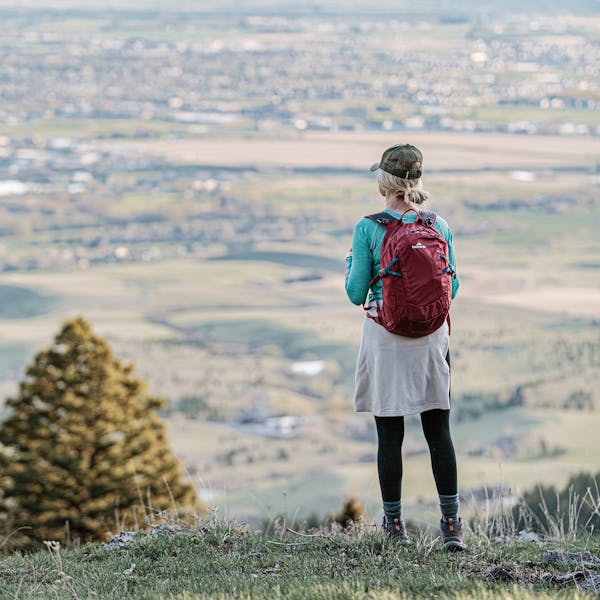 Looking over a beautiful valley with a Kathmandu backpack.