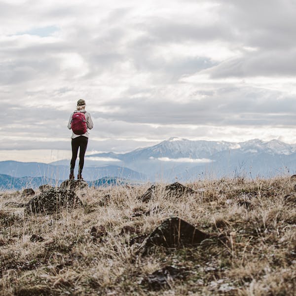 Person taking the Oboz Sypes Mid boots out for a quick hike in the mountains surrounding Bozeman.