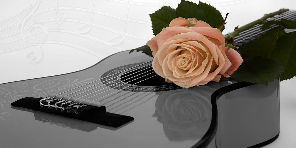 guitare et fleur