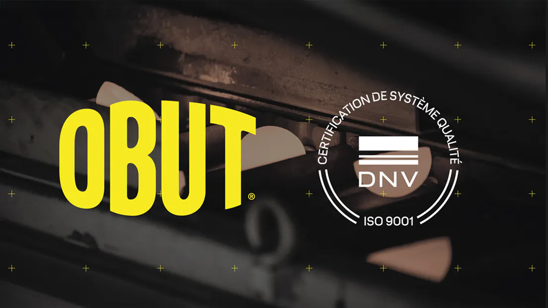 Visuel de la fabrication d'une boule avec le logo obut et le logo de la certification ISO 9001