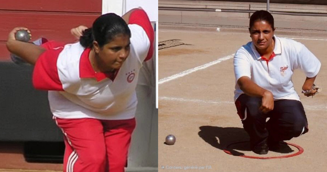 Mouna Beji, pétanque champion, during training sessions