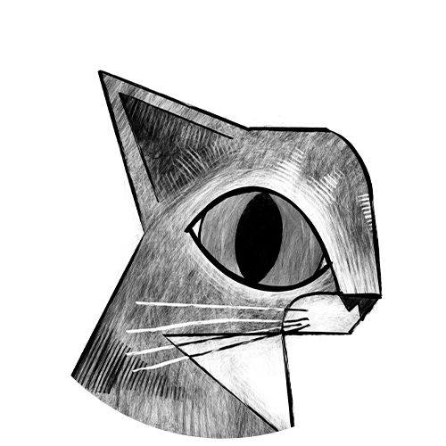 An illustration of Ophelia, the cat.