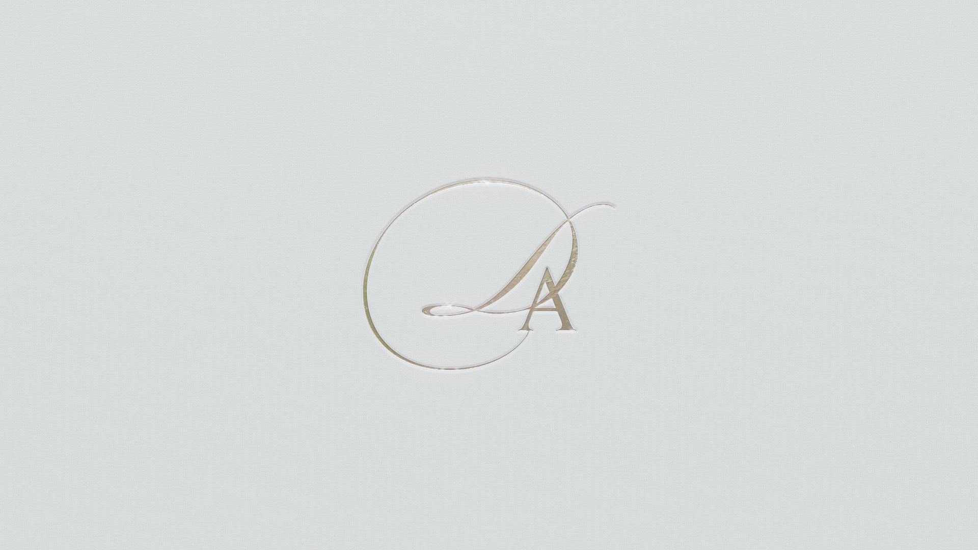 The image showcases the logo for 'The Debut: Dream Academy,' a talent competition reality show. The logo consists of a stylized 'D' with a swash and an 'A,' designed to embody the collaboration between HYBE and Geffen Records to form a global girl group. The logo is crafted with a refined, metallic finish and features a subtle pebbled pattern that resembles a book cover, adding a textured and tactile quality to the visual identity.