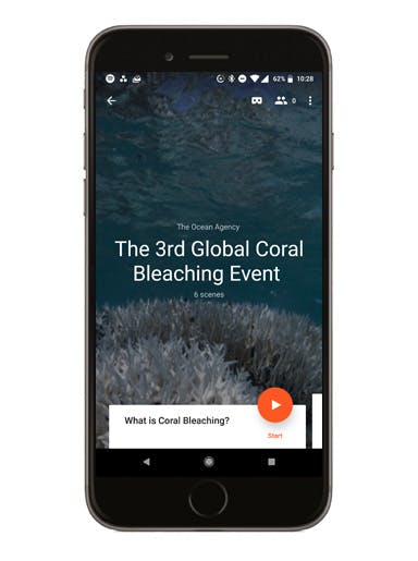 The 3rd Global Coral Bleaching Event phone screen mockup