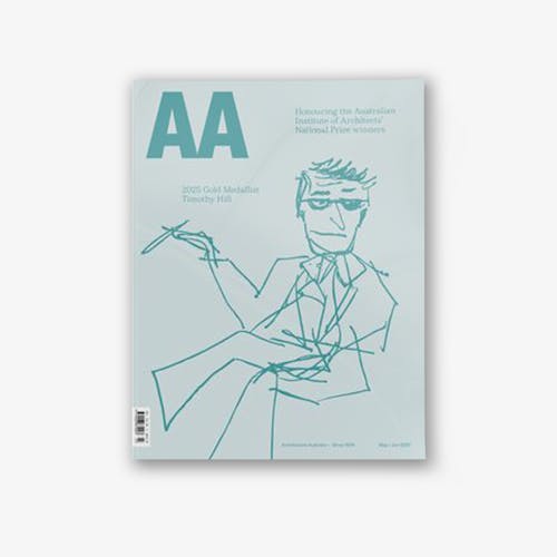A pale blue magazine cover with AA in the top left corner and a sketch of a person holding a pencil.