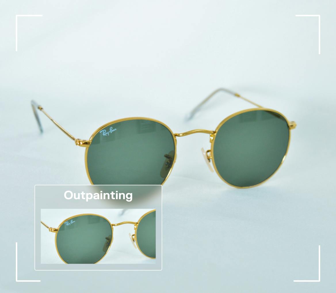 ray ban glasses with outpainting ai overlay