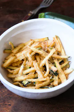 courgette fries in a white bowl