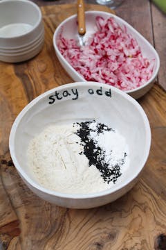 Dry ingredients in oddbox bowl