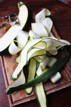 courgette cut into long wide strips
