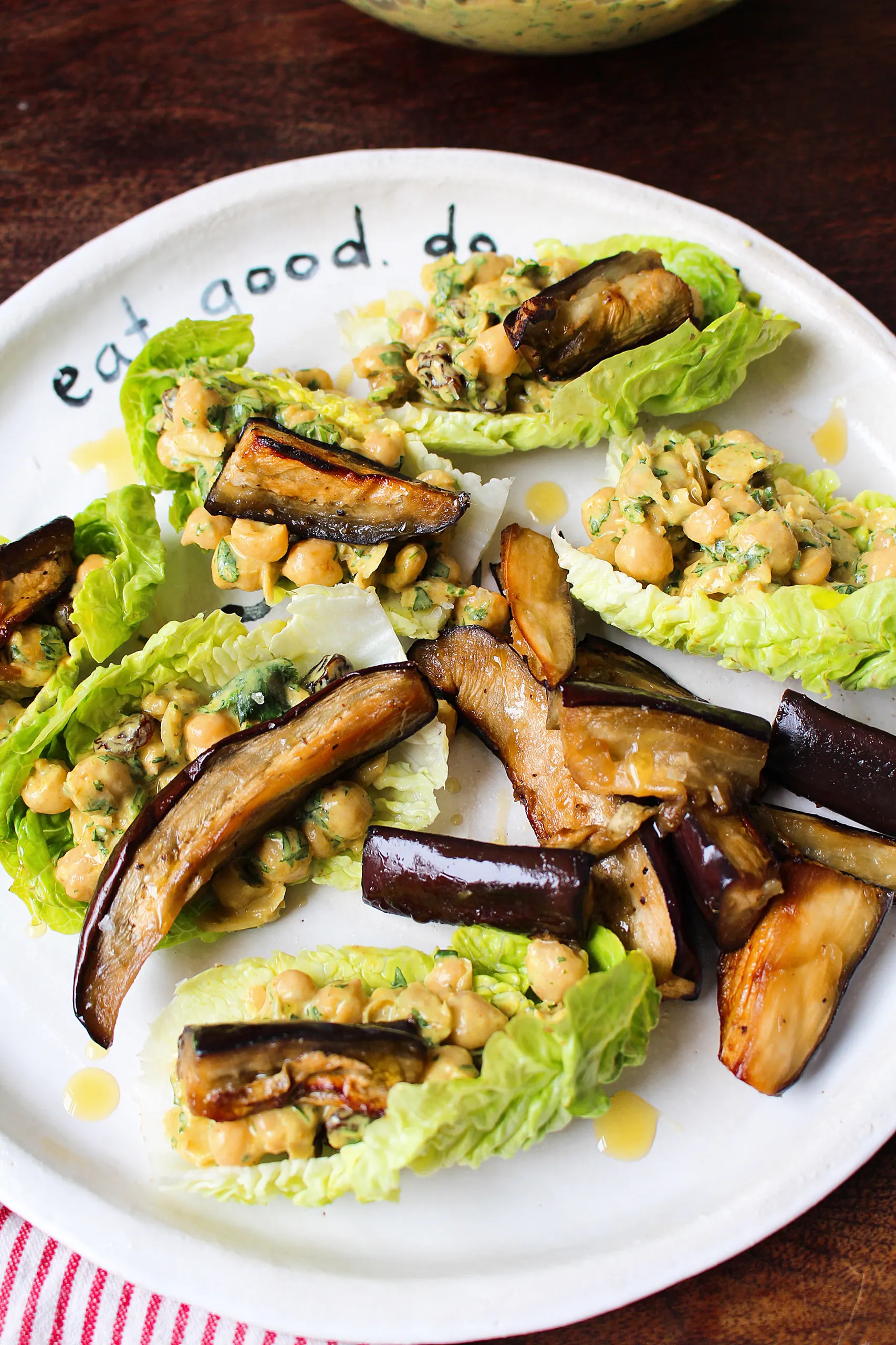 Grilled Aubergine Coronation Chickpea Salad
