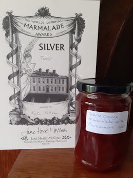 A persimmon and Seville orange marmalade made by Catherine, a member of our community. 