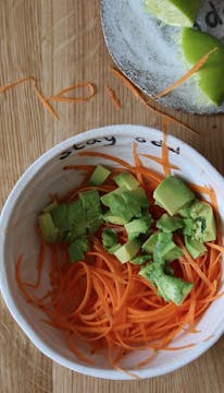 avocado and carrot in a bowl
