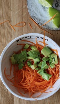 avocado and carrot in a bowl