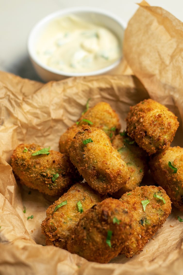 golden brown crispy broccoli stalk croquets