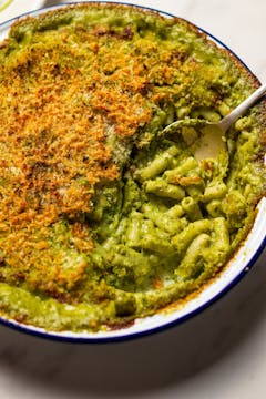 oven baked golden super green mac & cheese