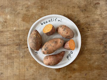 sweet potatoes on a white plate 