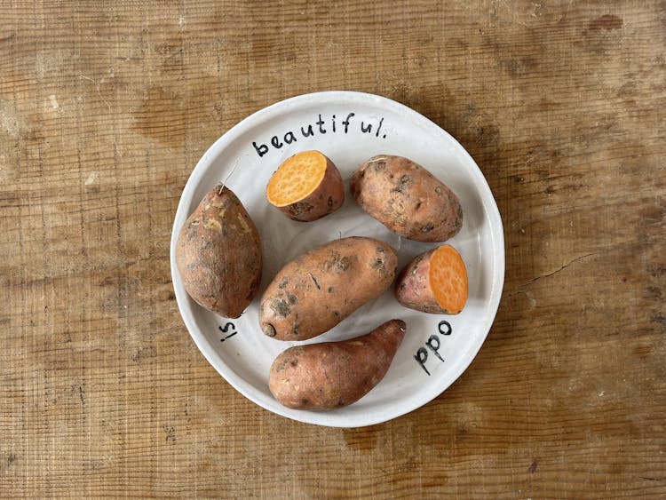 sweet potatoes on a white plate