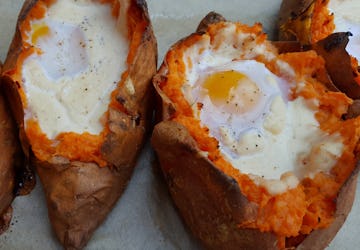2 sweet potato baked eggs.