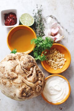 a whole fresh celeriac