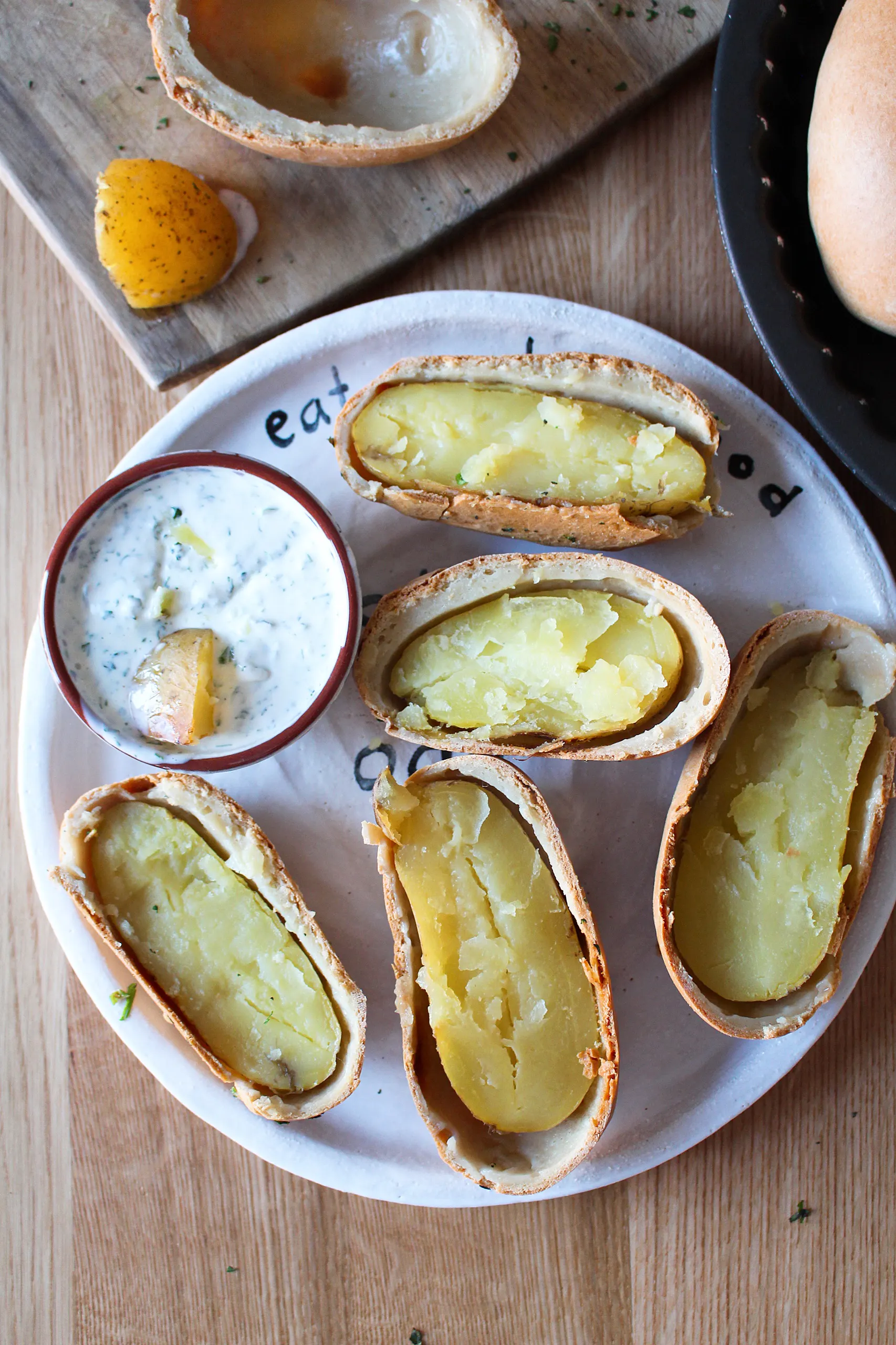 Salt-baked Potatoes with Herby Creme Fraîche
