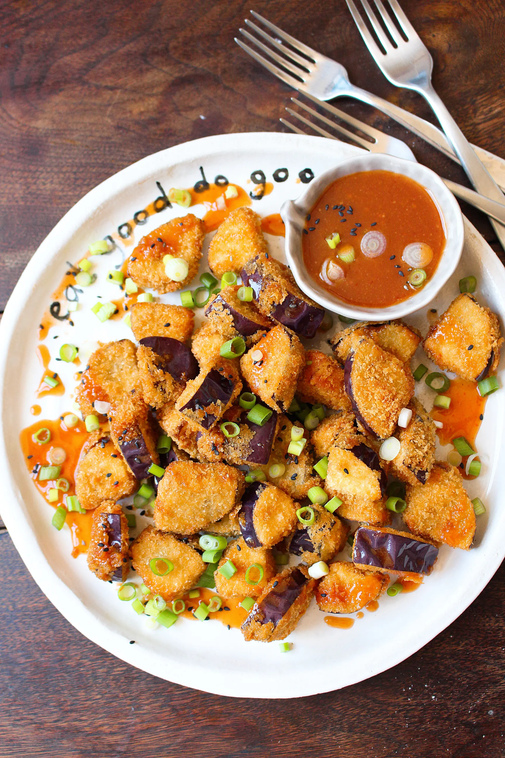 Crispy Aubergine Bites with Spicy Miso Sauce