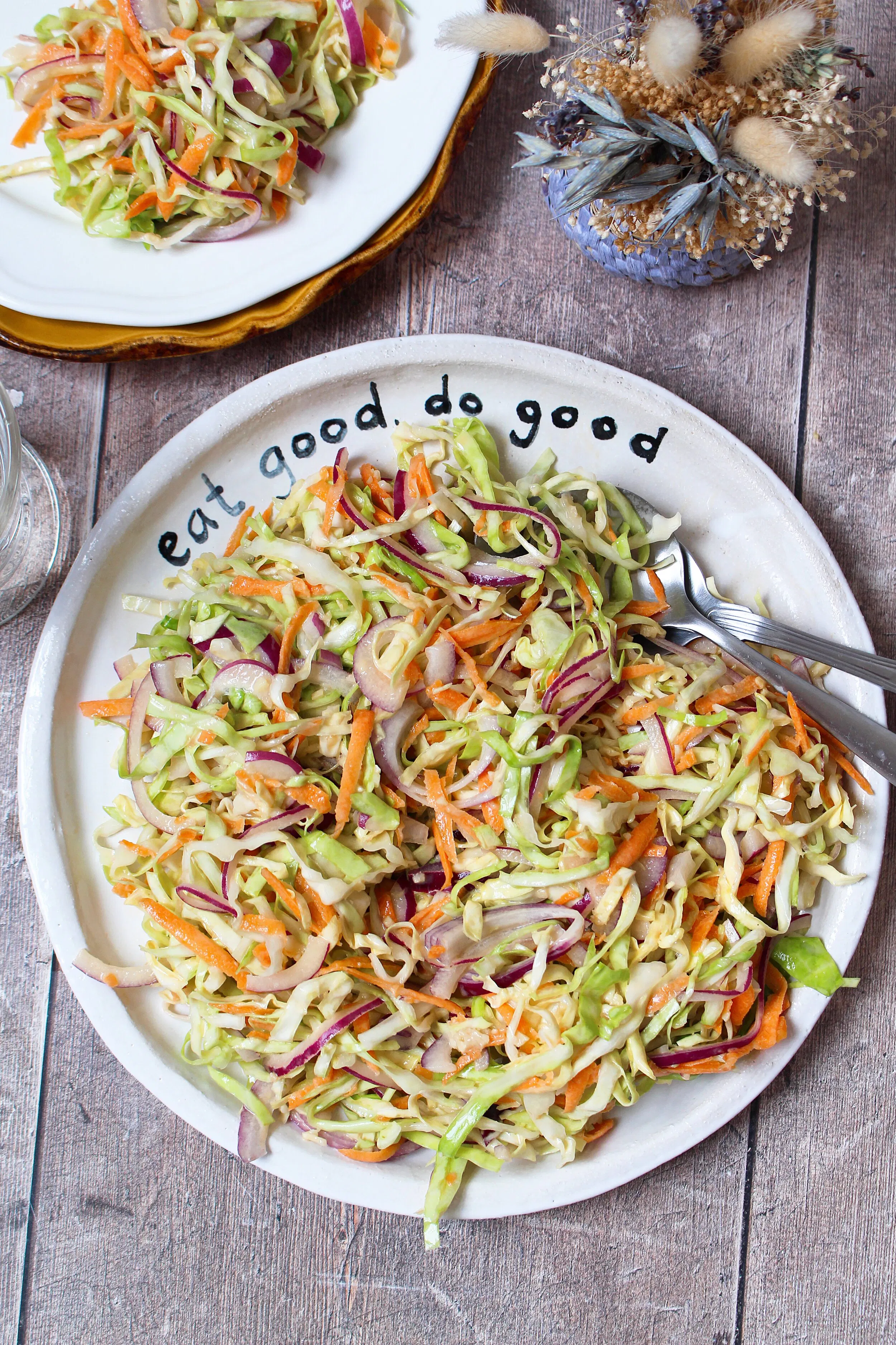 Cabbage Slaw with Ginger Tahini Dressing