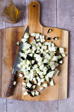 chopped aubergine in small cubes 