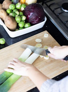 image of leek being chopped